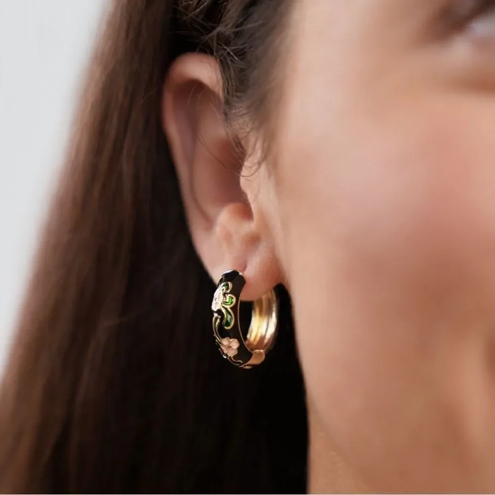 Floral hoop  earrings  M287